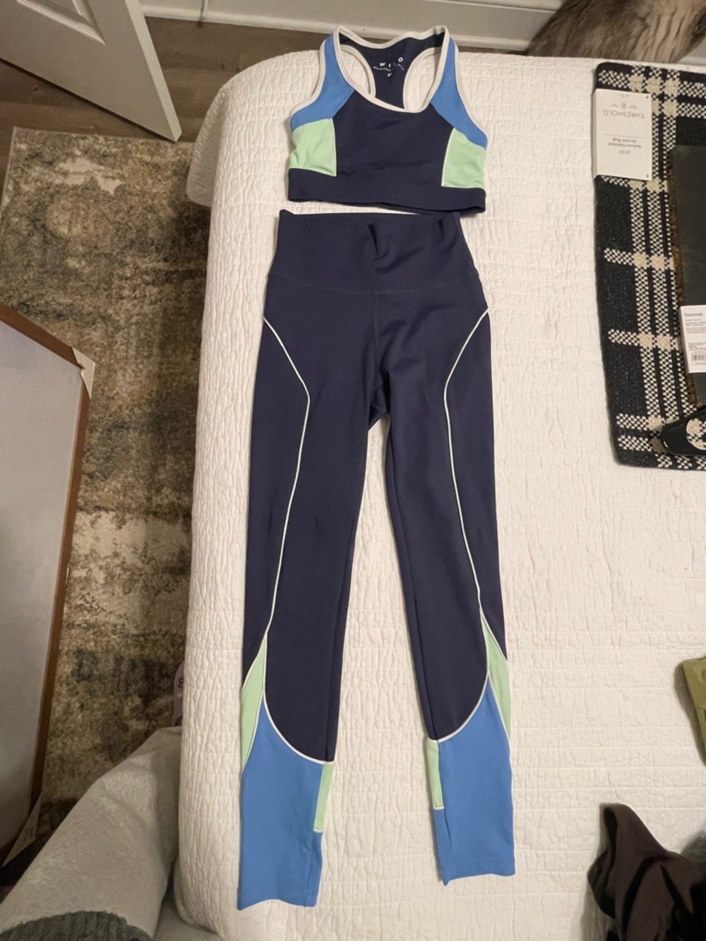 High-Rise Navy Colorblock Set with Mint & Light Blue Panels